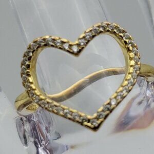 Heart Ring Size 8 Clear Cubic Zirconia Gold Plate r Sterling Silver IBB CN 925